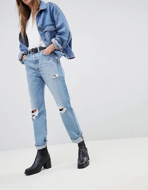 Levi's – 501 – Kurz geschnittene Jeans mit Rissen | ASOS AT