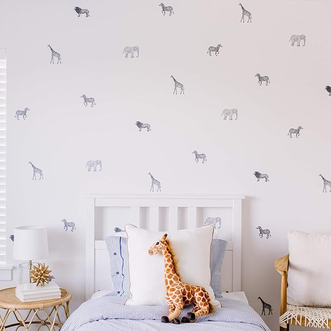 Modern Maxwell Wall Art Decals for Boys Girls Nursery, Bedroom, Living Room"Safari" Black Jungle ... | Amazon (US)