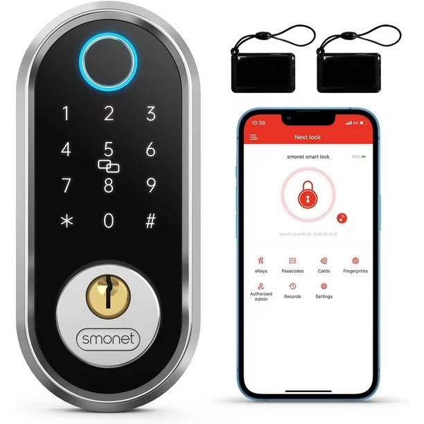 SMONET Smart Lock Keyless Entry Door Lock with Fingerprint & Keypads, Deadbolt with IC Card Passc... | Walmart (US)