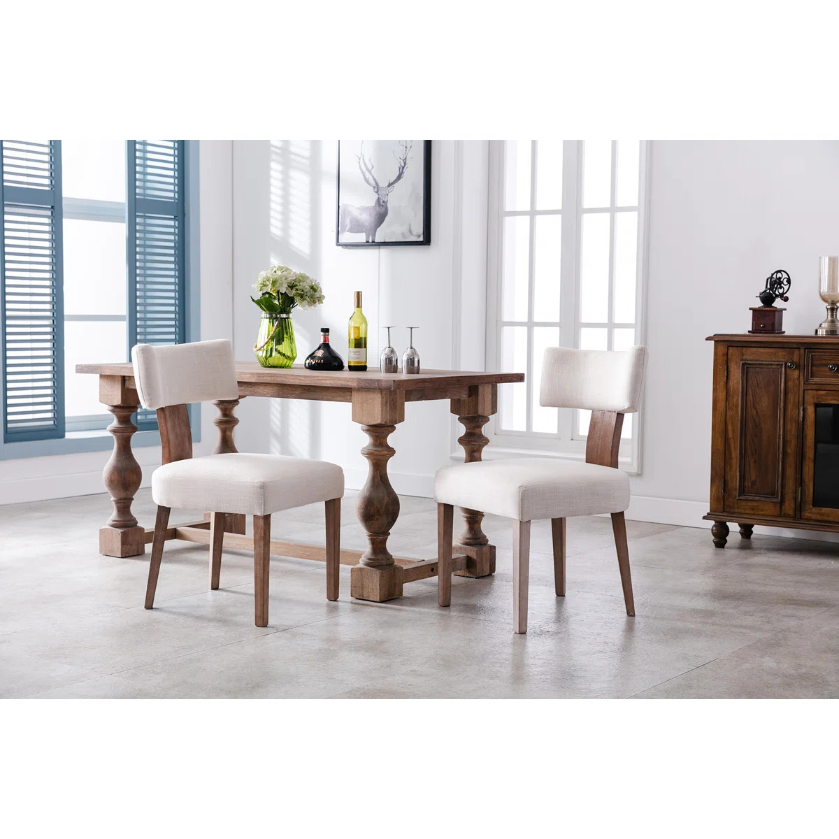 Inelda Mid Century Upholstered Dining Chairs Side Chairs Farmhouse Faux Leather Dining Chair with... | Wayfair North America