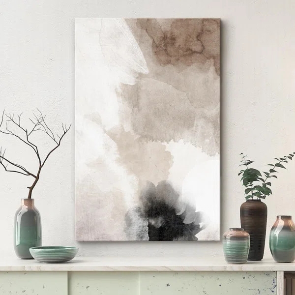 Grunge Abstract Paint Stroke Effect " Faded Textured Tan And Gray Color Blocks Abstract Shapes Mi... | Wayfair North America
