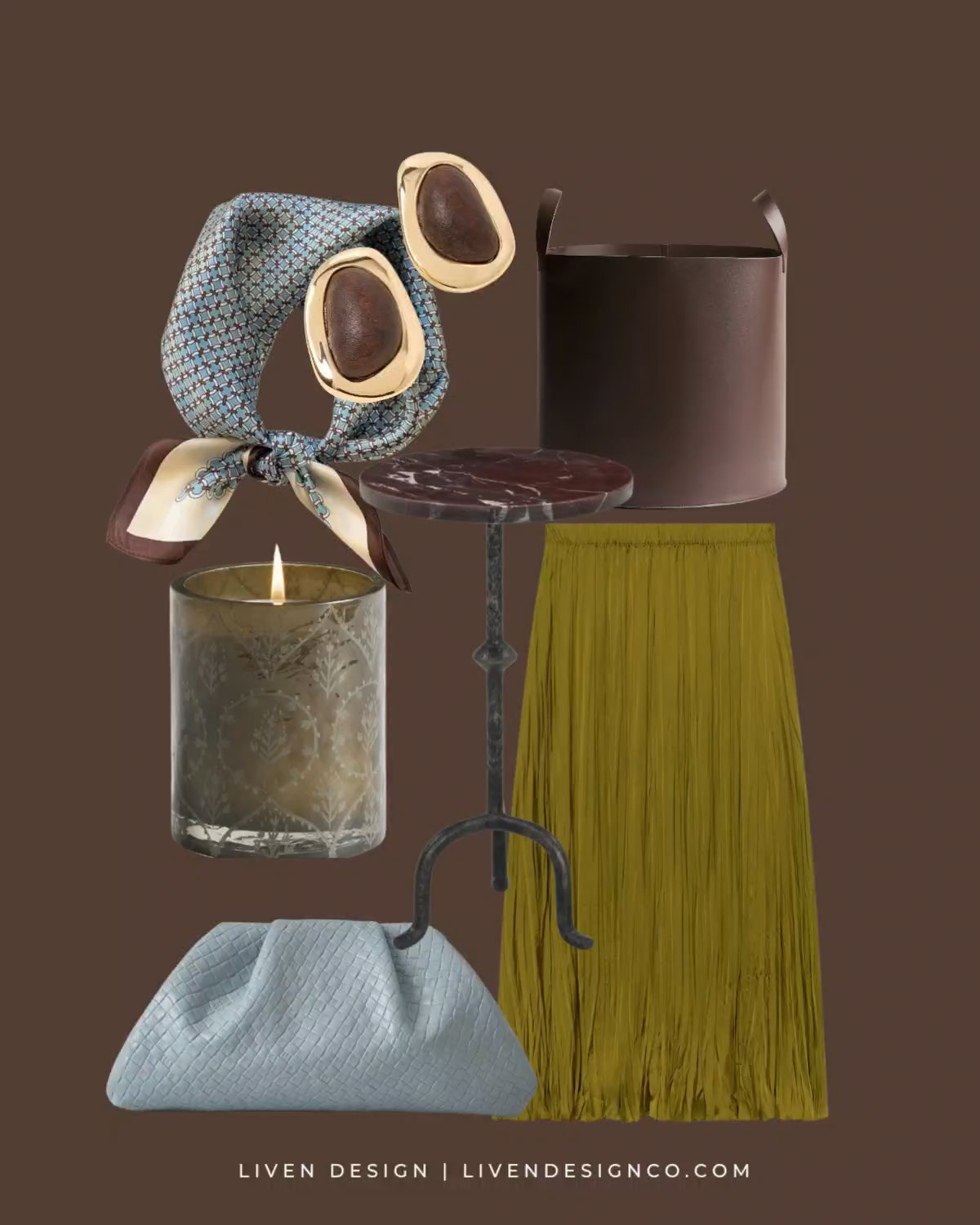 New discoveries. Style inspiration. Chartreuse skirt. Pleated skirt. Leather basket. Silk satin scarf. Amazon scarf. Fall candle. Home decor. Light blue clutch. Dumpling bag. Marble side table. Statement earrings 

#LTKSeasonal #LTKHome #LTKSaleAlert