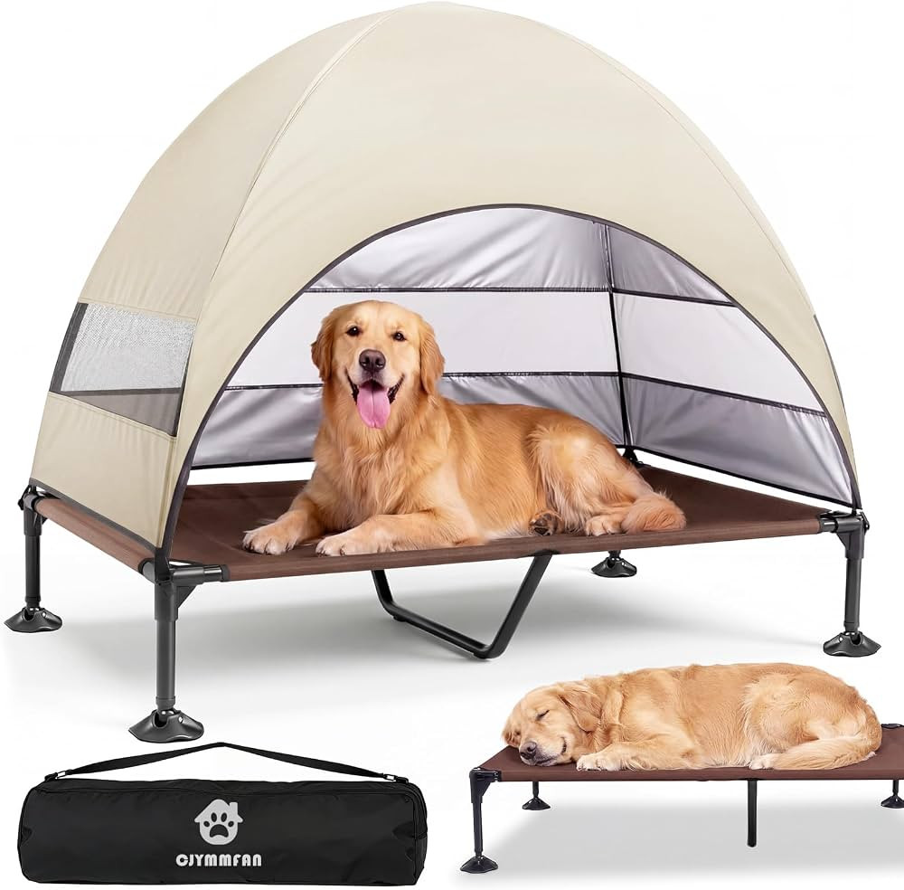 Erh\u00f6htes Hundebett Outdoor mit UV-best\u00e4ndiges Dach, Hundeliege Klappbar mit Anti-Rutsch... | Amazon (DE)