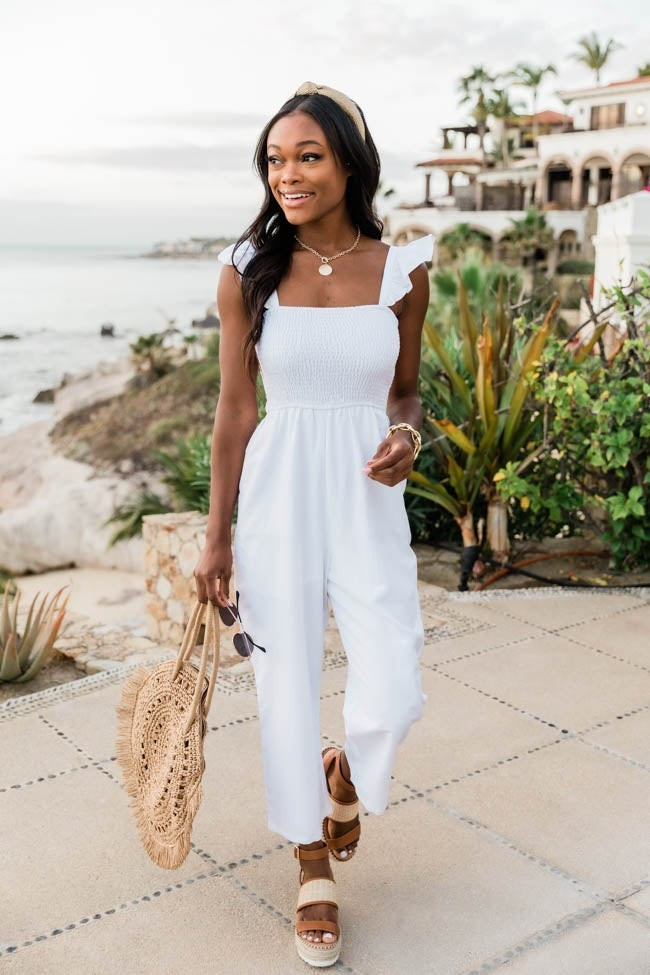 Perfectly Poised White Jumpsuit | The Pink Lily Boutique