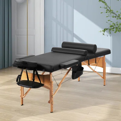 Massage Table 3 Folding Massage Table  Portable Massage Bed High Weight Capacity Spa Bed With 2 Inch Thick PU Leather Cushion For Spa Facial Care Tatt | Wayfair North America