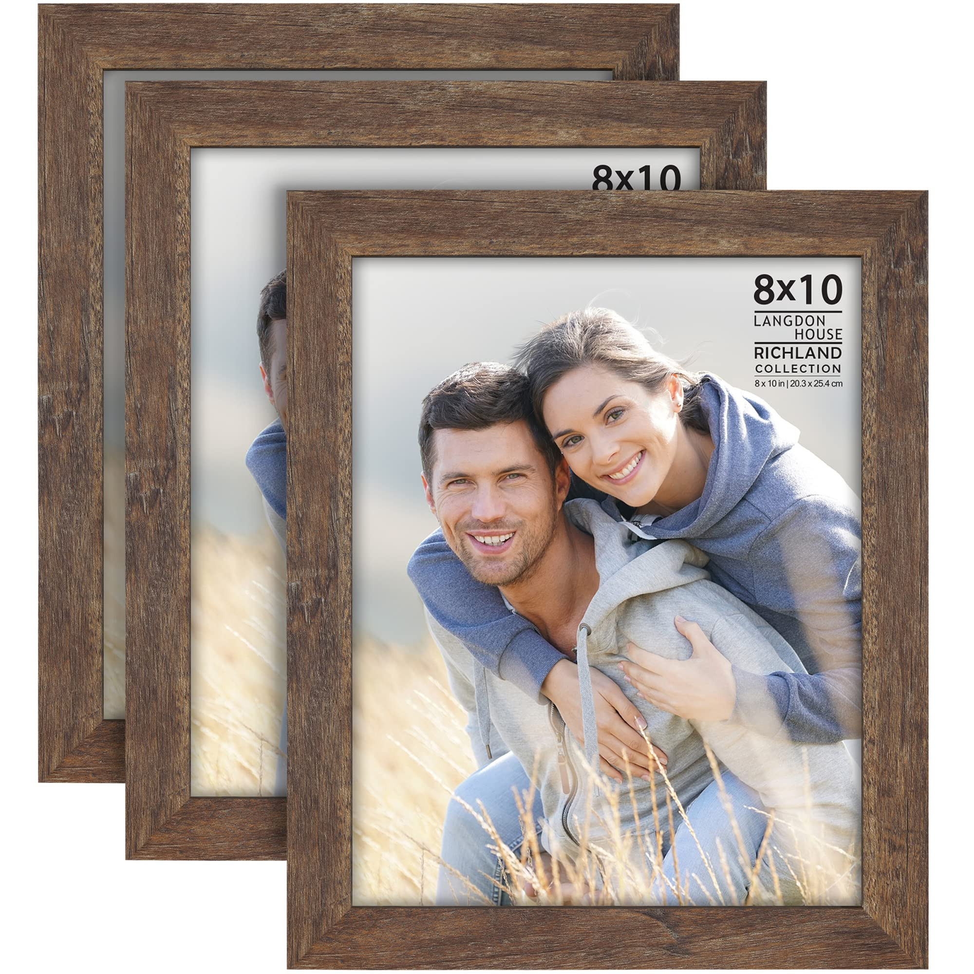 Langdon House 8x10 Picture Frames (Rustic Brown, 3 Pack) Traditional Wood-Like Photo Frames for A... | Amazon (US)