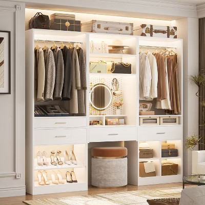 Besiost 75-In Closet Organizer System with Wood Drawers and Hanging Rods | Target