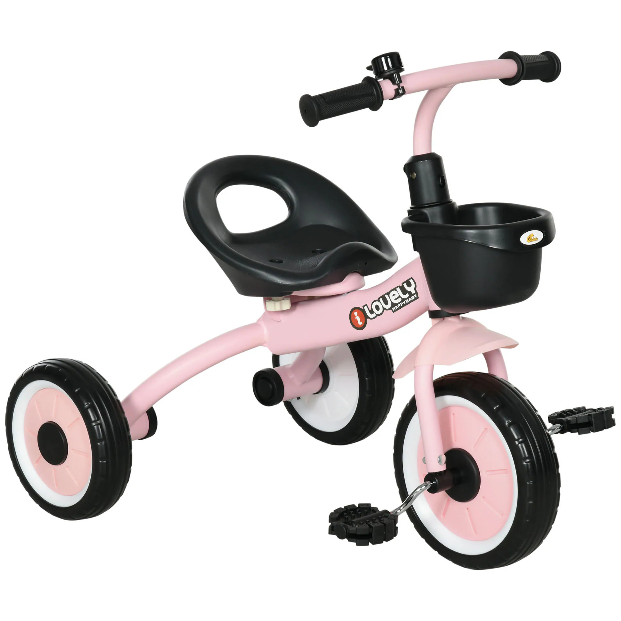 Qaba Toddler Tricycle for 2-5 Years Old with Adjustable Seat Kids Trike Toddler Bike with Basket Bell Handlebar Grips Pink | 370-267V00PK | Lowe's