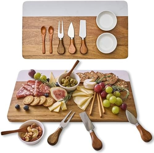 Marble Acacia Charcuterie Board Set (Premium Design Not Bamboo) – Cheese Platter Meat and Chees... | Amazon (US)