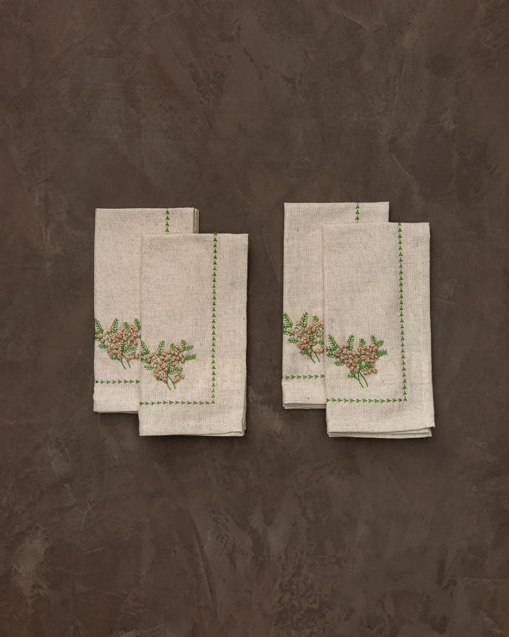 Botanical Embroidery & French Knots Linen Napkins (Set of 4) | McGee & Co.