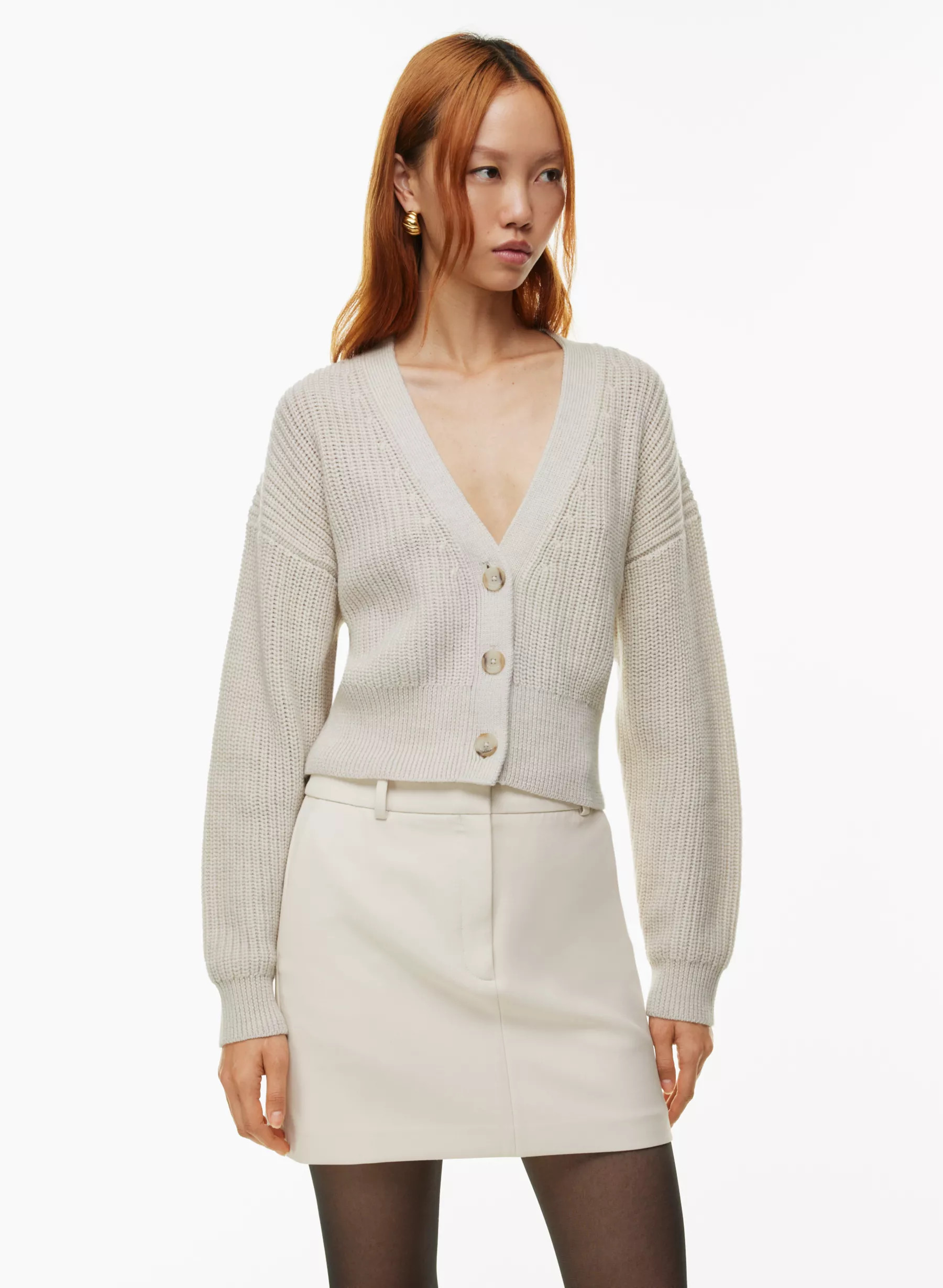 Merino wool V-neck cardigan | Aritzia
