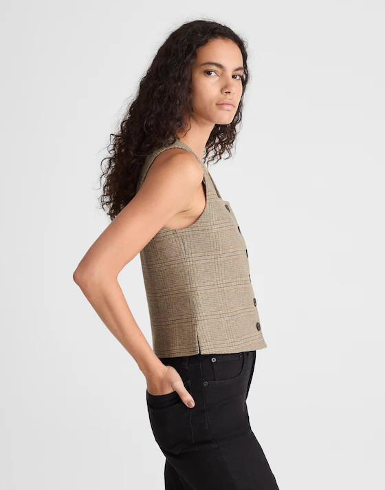 Squareneck Crop Vest in Plaid | Madewell