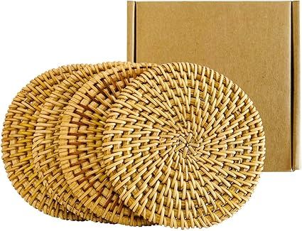 Handmade Braided Drink Coasters 4 Pcs Unique Present for Friends,Birthday,Living Room Decor,Holid... | Amazon (US)