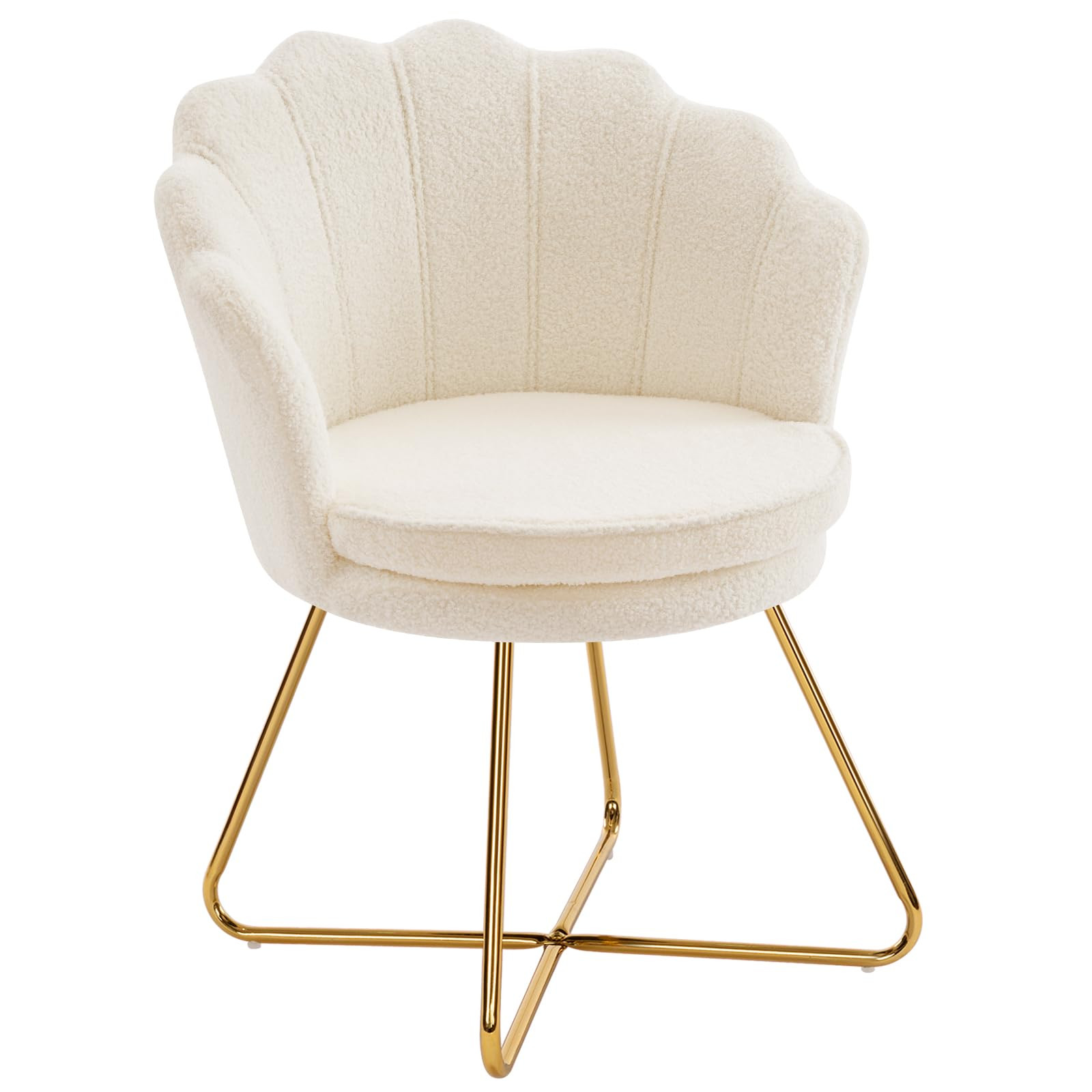Furnimart Vanity Chair with Back, Shell Accent Chair for Living Room, Criss Cross Chair with Gold... | Amazon (US)