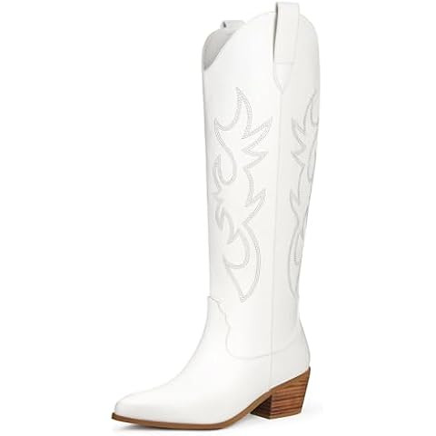 Pasuot Western Cowboy Boots for Women - Knee High Wide Calf Cowgirl Boots with Classic Embroidere... | Amazon (US)