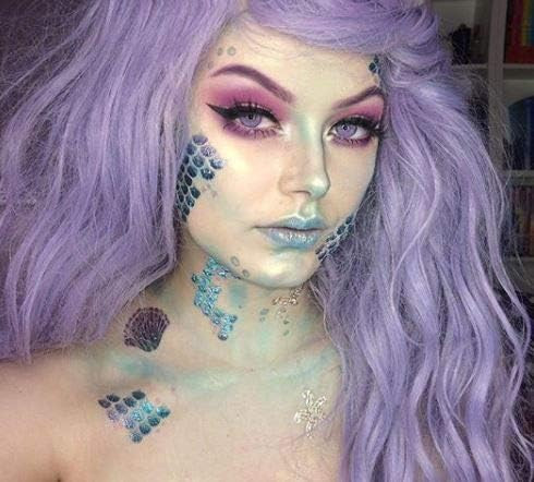 Halloween Realistic Temporary Costume Make Up Face Metallic Tattoo Kit Men or Women - (Mermaid) -... | Amazon (US)
