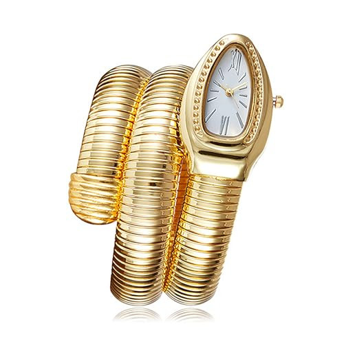 AONYAYBM Snake Shape Bangle Watch, Snake Watches for Women, Unique Design Wrap Around Watches, Roman Numerals Dial Snake Bangle Fashion Casual Watch with a Box for Women (Gold) | Amazon (US)