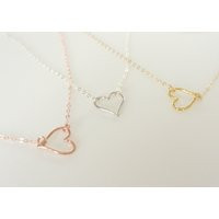 Open Heart Necklace, Silver, Gold, Rose Gold Necklace Gift, Gift For Her, Outline Jewelry, Best Friend Necklace | Etsy (US)