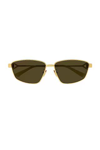 Bottega Veneta New Triangle Cat Eye Metal Sunglasses in Shiny Gold & Brown from Revolve.com | Revolve Clothing (Global)