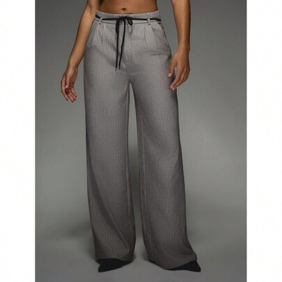 Tailored Pinstripe Wide Leg Pants Office Wear | SHEIN