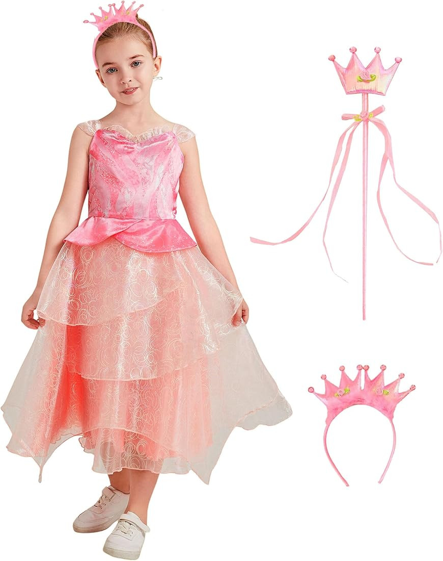 Girls Ginda Costume Cosplay Pink Princess Dress for Kids Party Outfits | Amazon (US)