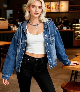 EMMIOL Barn Jean Jacket for Women Zipper Fall 2025 Clean Fit Long Sleeve Denim Jackets | Amazon (US)