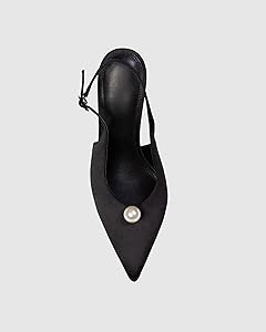 Satin Slingback Pump Shoes with 4 Inch Stiletto Heel | Amazon (US)