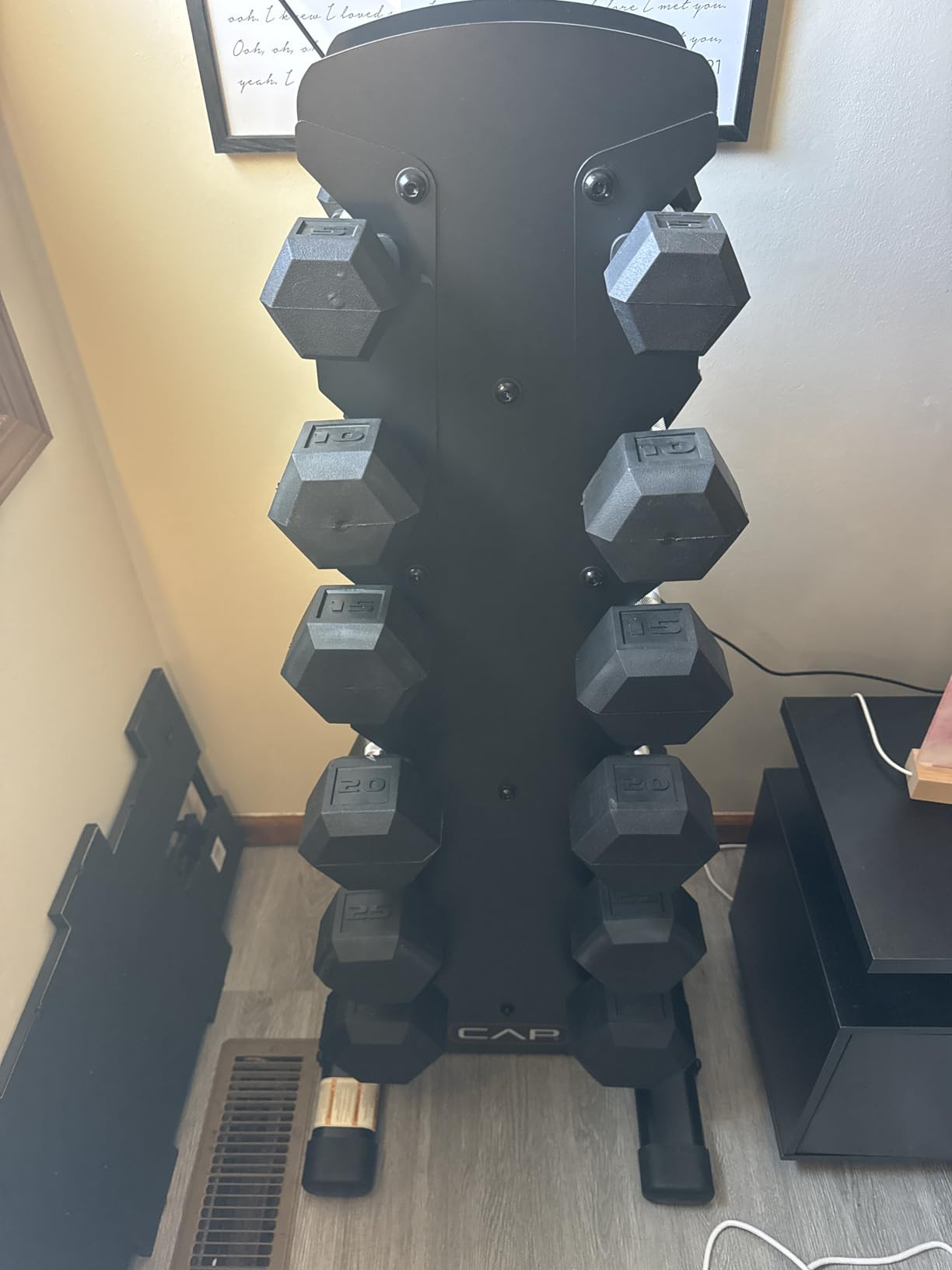 CAP Barbell Rubber Coated Dumbbell Weight Set with Vertical Rack | 100 lb, 150 lb, and 210 lb Opt... | Amazon (US)