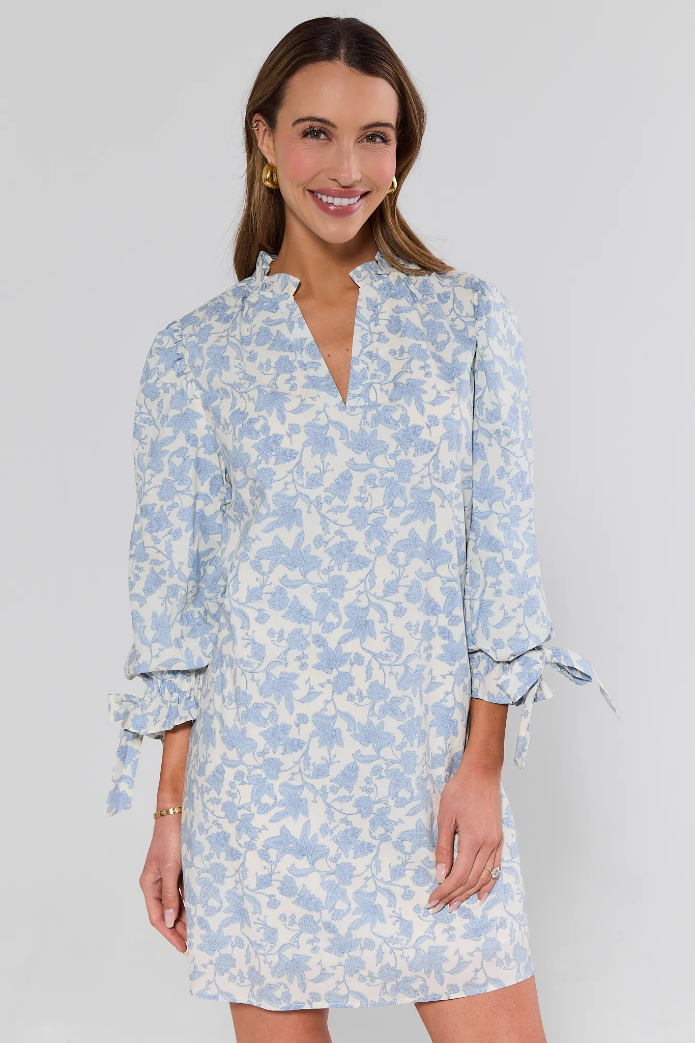 Beatrice Blue Floral Short Dress | Avara