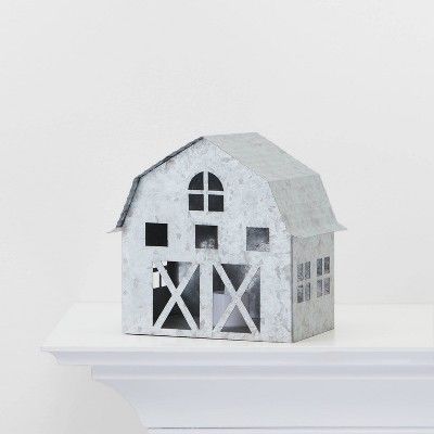 Galvanized Barn Decorative Lit Figurine Silver - Wondershop™ | Target