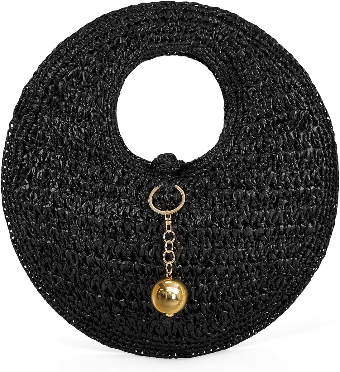 PHILOMENA Woven Straw Beach Bag for Women Handmade Raffia Circle Bag, Summer Boho Chic Tote Purse Handbag Large Round Bag | Amazon (US)