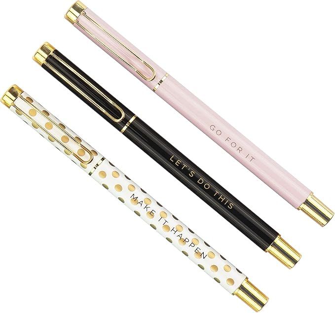3 PCS Metal Inspirational Ballpoint Pen Office Gifts for Women Girl Gift Desk Supplies Gold Cute ... | Amazon (US)