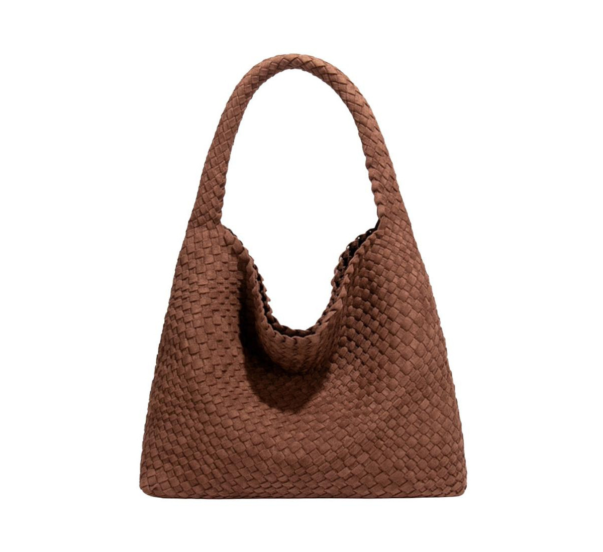 Susu Brown and Espresso Suede Woven Hobo Bag Large Slouchy Shoulder Tote Handbag for Women Soft Braided Texture Work Purse - Brown | Macy's