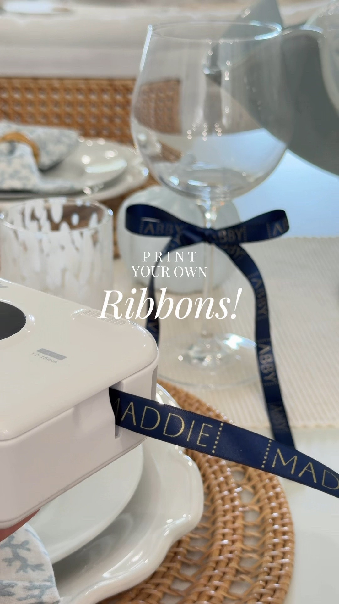 DIY made easy with this thermal personalized ribbon printer! 🎀 used to assign seats with pretty place card tied bows on wine glasses 🤍 save for your next dinner party!

Linked the ribbon printer + ribbon options + coastal table decor + entertaining essentials below 🩵

#LTKdayinmylife #LTKmomlife #LTKHome