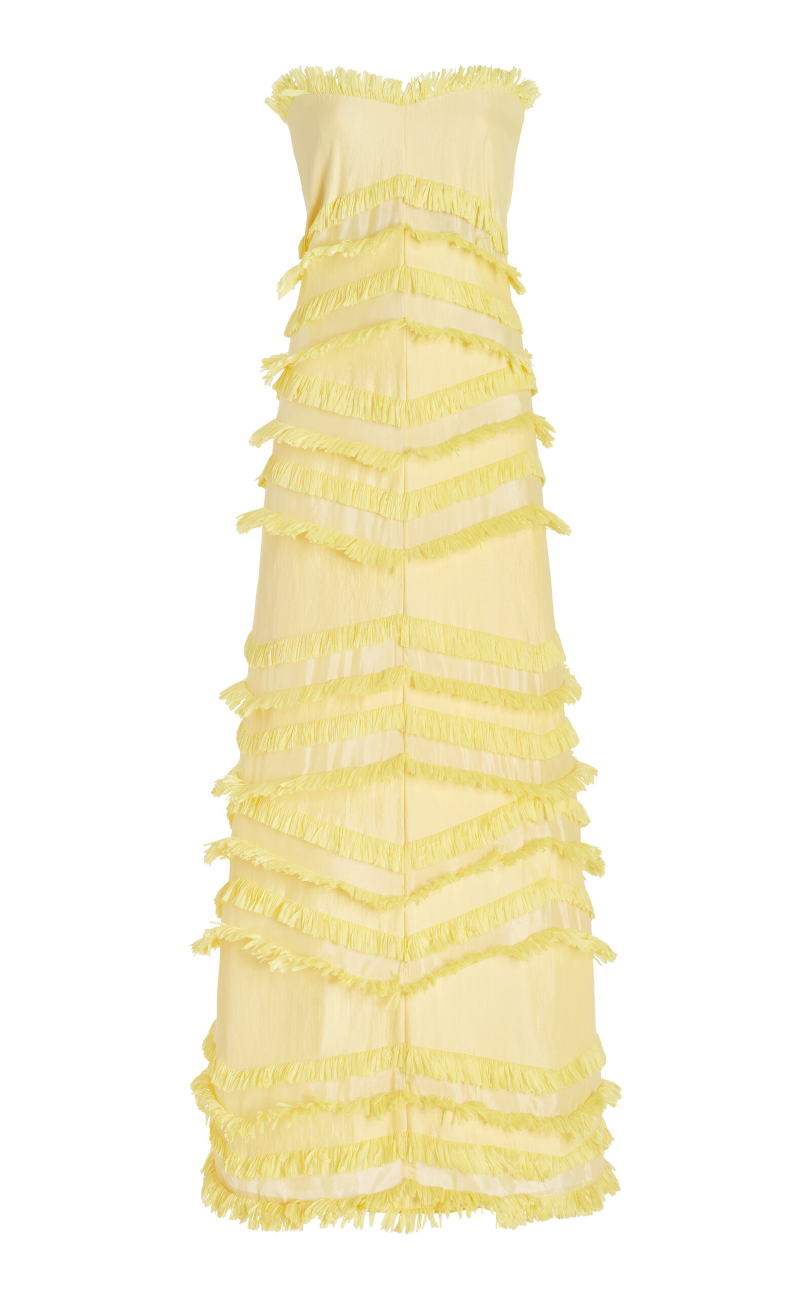 Alexis - Women's Reeve Fringe-Trimmed Strapless Maxi Dress - Yellow - M - Moda Operandi | Moda Operandi (Global)