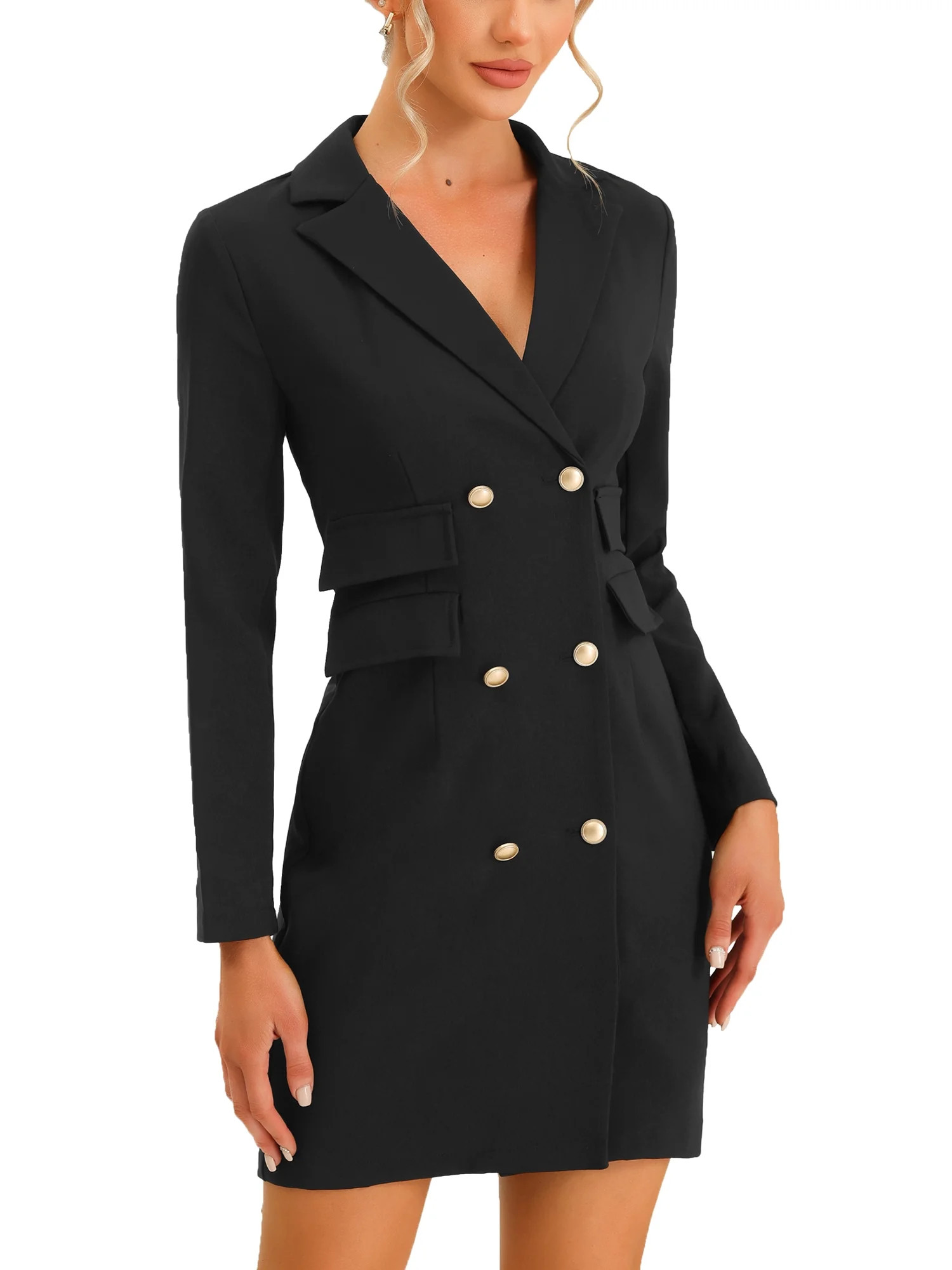 Allegra K Women's  Elegant Blazer Wear-to-Work Dress with Pockets - Walmart.com | Walmart (US)