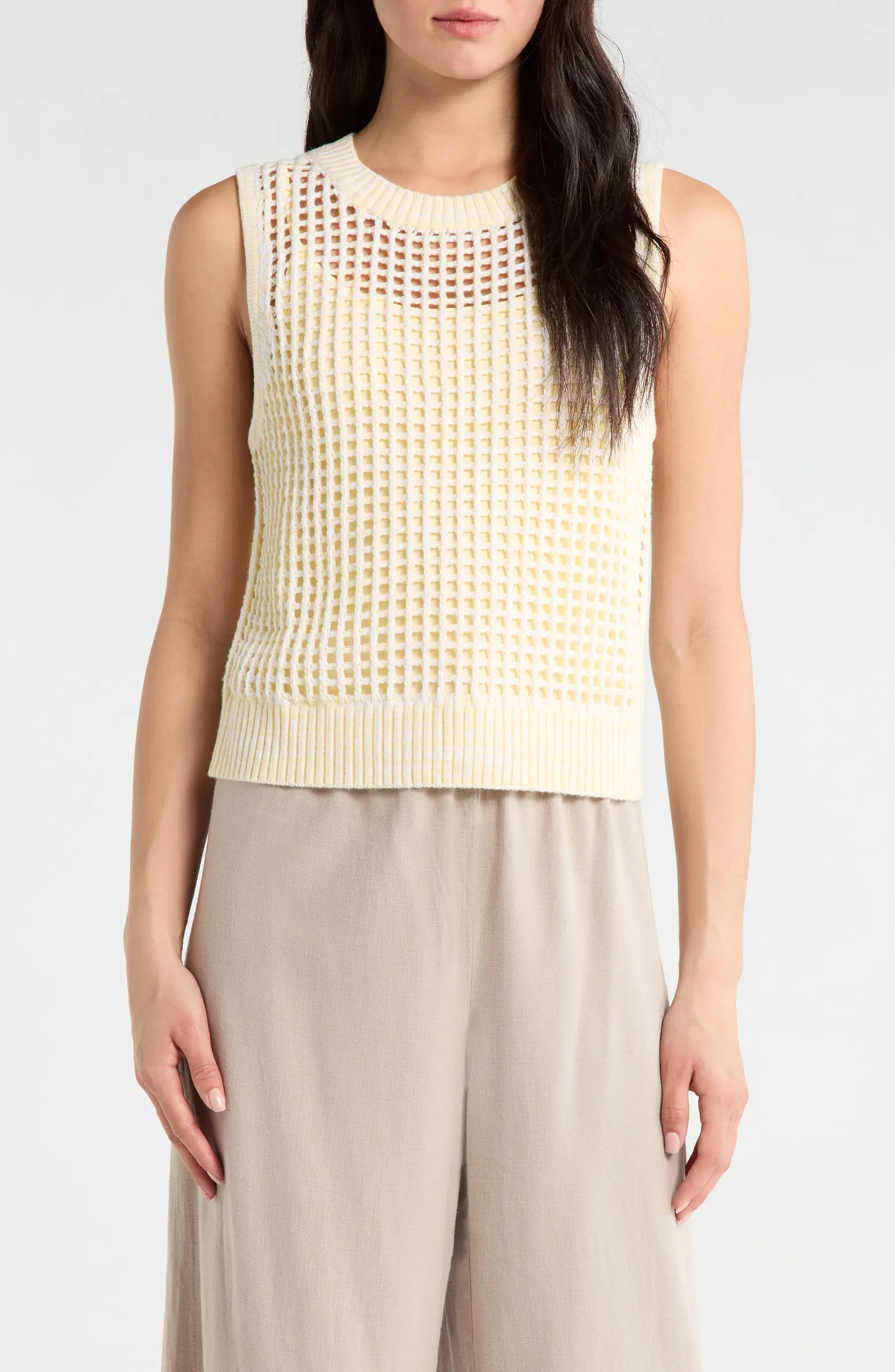 Camellia Open Knit Sleeveless Sweater | Nordstrom