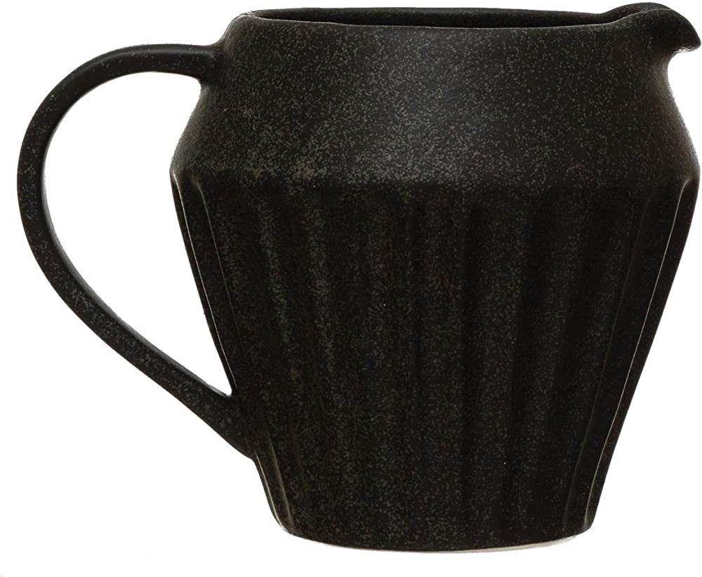 Creative Co-Op 14 oz. Stoneware, Reactive Glaze, Matte Black Finish Pitcher, 4.5" | Amazon (US)