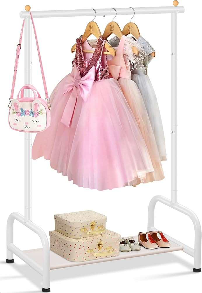 SLEEPING LAMB Kids Clothing Rack, Small Baby Clothes Rack with Bottom Storage Shelf, Kids Dress U... | Amazon (US)