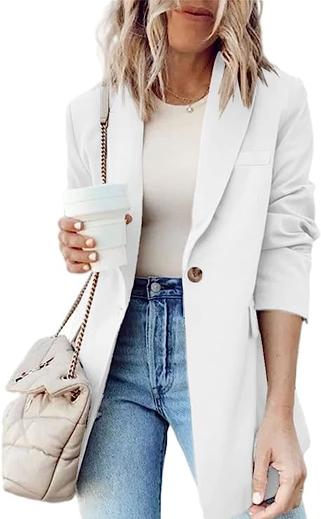 Cnkwei Womens Casual Blazers Long Sleeve Open Front Lapel Collar Work Office Blazer Jackets with ... | Amazon (US)