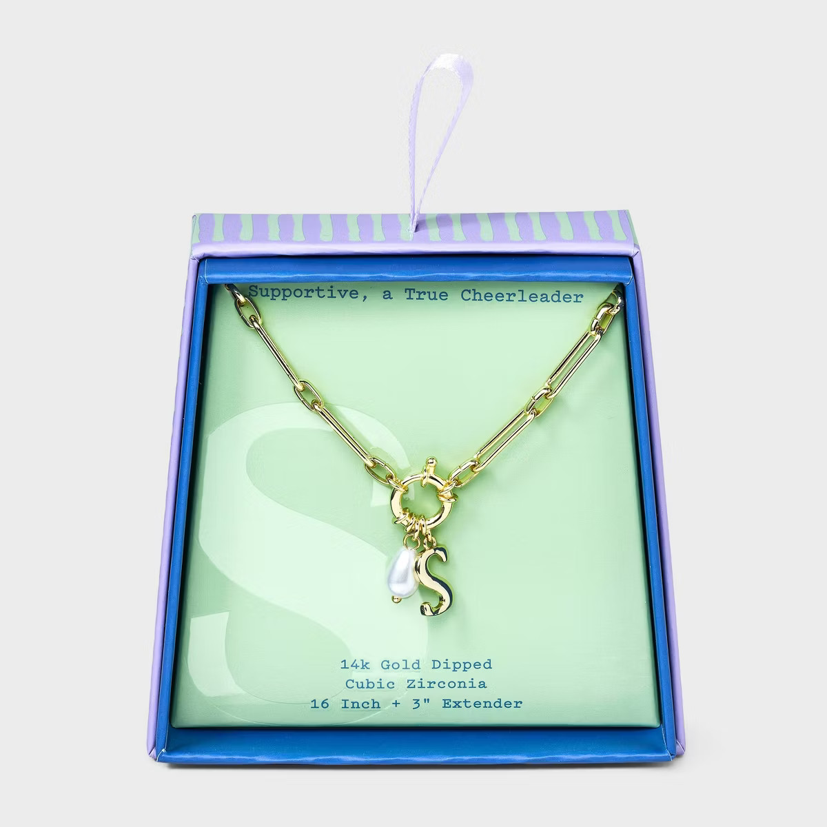 14K Gold Dipped Pearl Charm on Chain Initial Necklace - A New Day Gold | Target