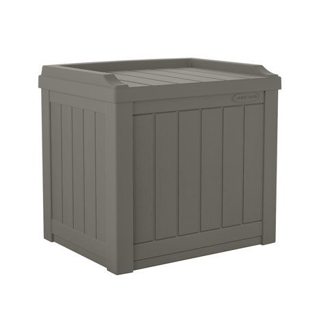 Suncast 22 Gallon Outdoor Resin Wicker Deck Storage Box with Seat, Stoney Gray | Walmart (US)