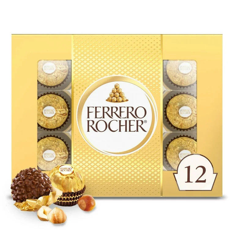Ferrero Rocher Fine Hazelnut Milk Chocolate, 12 Count, Pack of 6 Individually Wrapped Chocolate C... | Walmart (US)