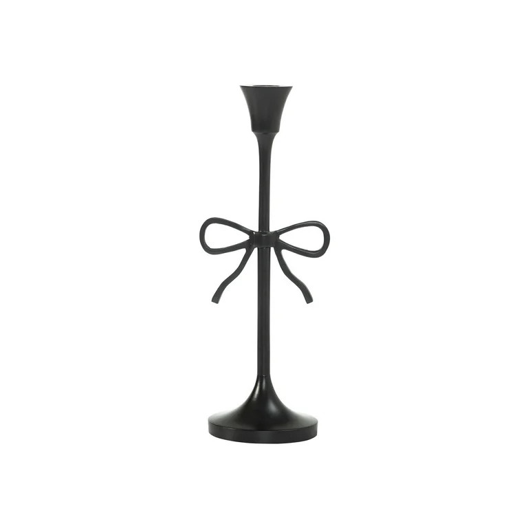 My Texas House Metal Bow Taper Candle Holder, 11", Black | Walmart (US)