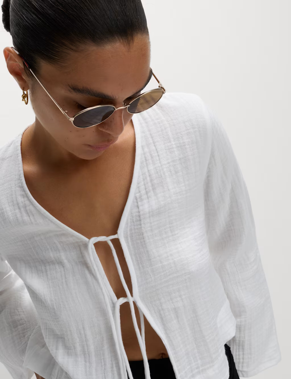 Pure Cotton V-Neck Tie Front Beach Top | Marks & Spencer (UK)