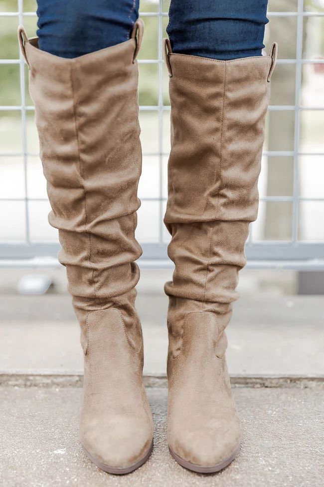 Corynn Taupe Slouchy Suede Boots | Pink Lily