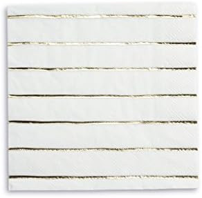 Daydream Society Frenchie Metallic Striped Paper Party Napkins, Pack of 16, Gold Foil | Amazon (US)
