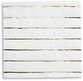 Daydream Society Frenchie Metallic Striped Paper Party Napkins, Pack of 16, Gold Foil | Amazon (US)