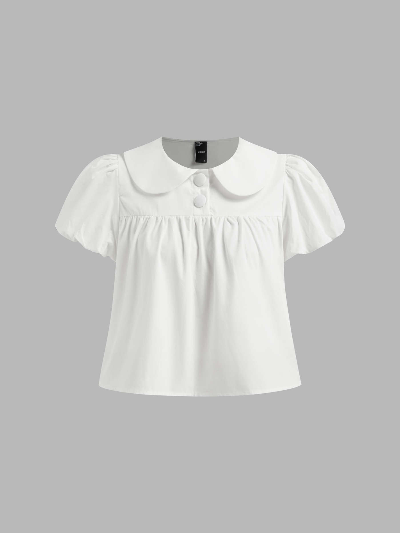 Cotton 100% Cotton Peter Pan Collar Puff Sleeve Shirt For Daily Casual | Cider
