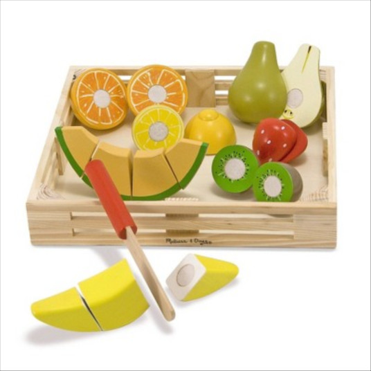 Melissa & Doug Cutting Fruit Set - Wooden Play Food Kitchen ...